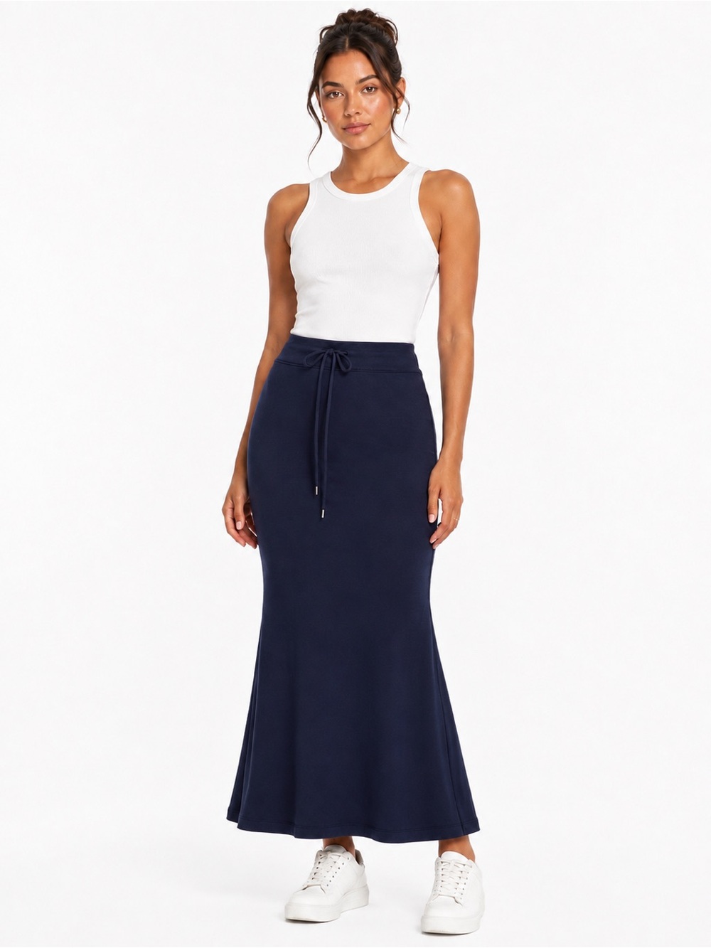 HALARA Navy Drawstring Maxi Skirt